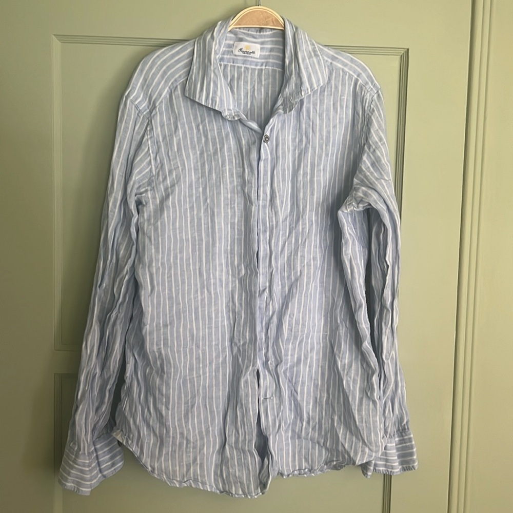 Gianetto Beach Cover Up Linen Stripe